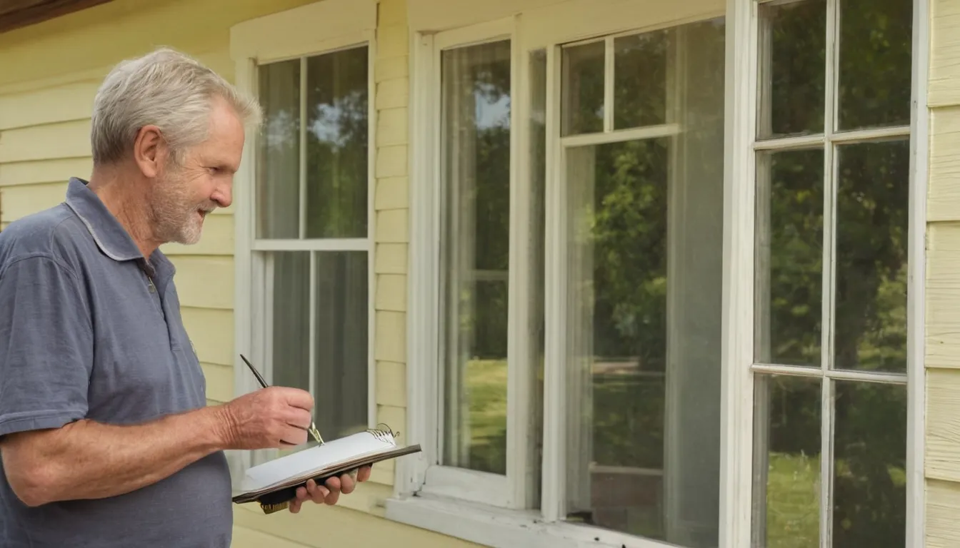 A homeowner measuring a window opening with a tape measure
